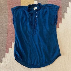 J.Crew Lightweight Indigo-dyed Popover Tee